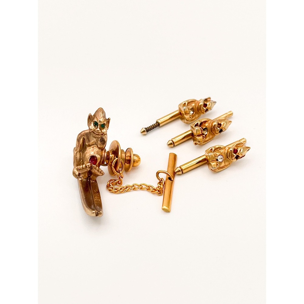 Vtg Royal Order of Jesters Biliken Tie Tack & Stud Set – Masonic